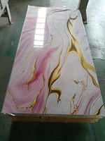 Nuevo Diseño, Lámina de Mármol UV con Líneas Doradas, Decoración de Pared, Revestimiento de PVC, Revestimiento de Carbono, Piedra Artificial, Panel de Pared de Plástico UV