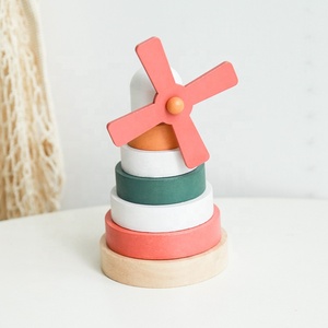 Jouet en bois Montessori : <span class=keywords><strong>Moulin</strong></span> à <span class=keywords><strong>vent</strong></span> à empiler, kit de construction vintage, puzzle créatif éducatif pour la maternelle, cadeau pédagogique pour la salle de classe - Product Image 3