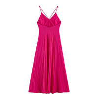 Robe longue d'été décontractée pour femme, couleur rose, à fines bretelles, dos évidé, style mode
