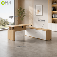 Table de direction de luxe en forme de L, réglable en hauteur, pour bureau de PDG, table de bureau d'angle personnalisée avec rangement latéral