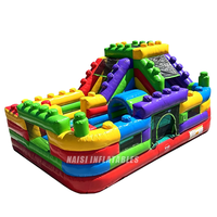 Structure gonflable commerciale combinée pour enfants : château gonflable et parcours d'obstacles à louer