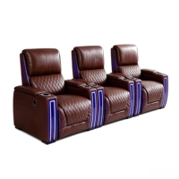 Canapé inclinable de luxe pour home cinéma 1 2 3 4 places, sièges de cinéma électriques avec éclairage LED, porte-gobelets, chaise personnalisée pour salle de cinéma