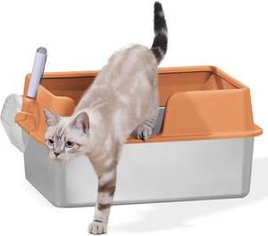 OEM Großhandel Große, vollständig geschlossene Katzen toilette aus Edelstahl Einfache Reinigung Anti-Splash-Toilette Haustier bedarf Desodor ierungs funktion - Product Image 1