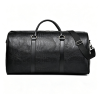 Bolsa de Viaje de Fin de Semana de Cuero PU con Diseño de Cocodrilo, Resistente a Arañazos, Gran Capacidad, Correa de Hombro Ajustable, Bolso de Mano para Hombre
