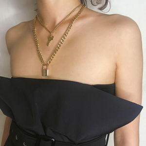 الجملة الأزياء داينتي العلم بندقية خريطة الغيتار قفل الحصان على شكل المعلقات الفضة سلسلة مطلية بالذهب القلائد لل جنسين - Product Image 5