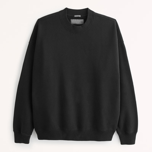 Sudaderas atléticas de manga larga con cuello redondo de gran tamaño de lana digital en blanco negro informal de invierno para hombre con logotipo bordado personalizado - Product Image 1