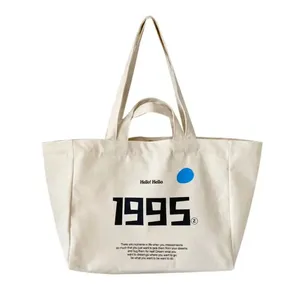 Harga pabrik baru tas belanja Tote lucu sublimasi penuh Logo cetak tas kanvas mode dengan harga promosi