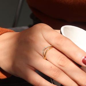 Женское Золотое Двухслойное кольцо из нержавеющей стали, 18 карат - Product Image 2