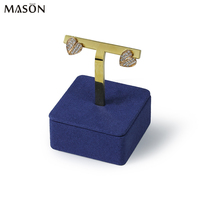 Présentoir de Bracelet de Base de forme carrée Bracelet en Microfibre Bleu Bracelet Montre Chaîne Présentoir Rack
