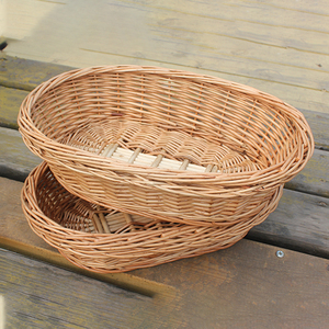 Tay Dệt Hình Bầu Dục <span class=keywords><strong>Wicker</strong></span> Giỏ Duy Nhất Mây Lưu Trữ Giỏ Cho Gia Đình Sử Dụng Nhà Máy Riêng - Product Image 1