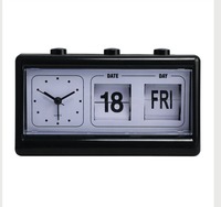 Horloge à rotation automatique de pages créative avec calendrier de date de semaine support d'horloge de table à rabat horloge de chevet numérique pour étudiants
