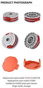 Bobine de coupe 4xCap Cover FLY060 & 5050513590 pour Flymo Contour 580E 650E Power Trim 500XT 600HD 700 Mini Trim Auto Speedi-Trim - Product Image 3