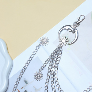 Cadena de cintura de metal con diseño de luna y sol, plata tibetana, múltiples cadenas, cadena decorativa para el cuerpo, para faldas, pantalones, uso diario - Product Image 4