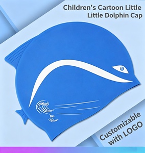 Bonnet de bain en silicone pour enfant JW-1281, motif dauphin, imperméable, protection des cheveux, pour étudiants, vente directe d'usine - Product Image 2