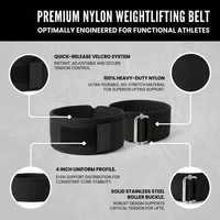 Ceinture de musculation personnalisée en nylon respirant, soutien dorsal enveloppant, large et réglable, pour squat, soulevé de terre, powerlifting, hommes et femmes