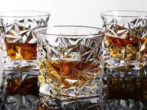 Whisky Glasses Tumbler Custom Cocktail Cup Shot Glass Rock Crystal Bar Europe Party Transparent Machine Pressing Whiskey Glass