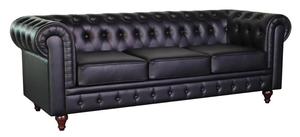 Set <span class=keywords><strong>Sofa</strong></span> kulit Chesterfield hitam klasik untuk Hotel, kantor dan Lounge | 1 2 3 dudukan <span class=keywords><strong>Sofa</strong></span> kulit PU berumbai dengan kaki kayu - Product Image 6