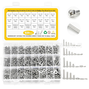 304 Stainless Steel Phillips Pan Head Screw Kit 920pcs With Nuts And Washers Inch Standard Thread - Product Image 1