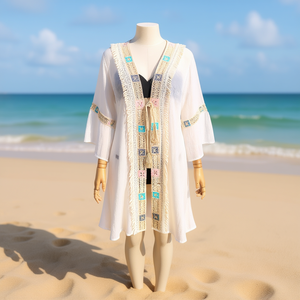 Buonic Copricostume Estivo da Donna 50x90cm, Tunica Casual con Ricami per Piscina o Spiaggia - Product Image 2