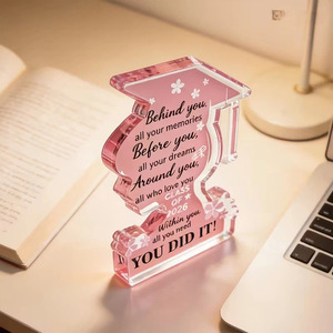 Targa in Acrilico Trasparente con Stampa a Colori, Espositore da Tavolo Rosa per la Stagione delle Lauree, Regalo Ispirazionale di Benedizione - Product Image 1