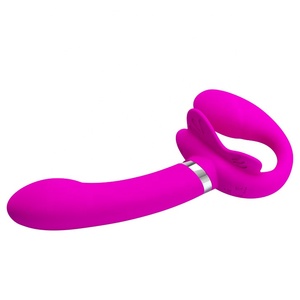 Vibrations dildo für Frauen Wiederauf ladbarer tragbarer Schmetterlings vibrator mit doppeltem Verwendung zweck für Lesben Strap On Pussy Massager G-Punkt Vibrator - Product Image 4