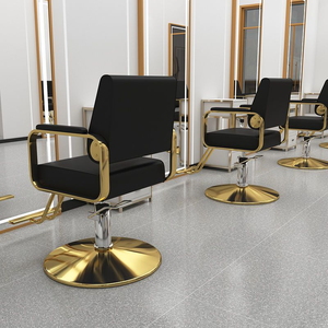 Chaise de barbier professionnelle en cuir synthétique, pivotante à 360 degrés, inclinable, réglable en hauteur, design moderne pour salon de beauté et coiffure - Product Image 3