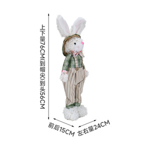 Ensemble de décorations de Pâques : Lapins en peluche debout, style ferme, lapins habillés en peluche pour la maison et cadeau de fête - Product Image 6