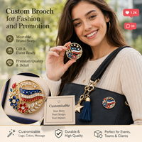 Broche personnalisée en émail, épinglette métallique, badge patriotique américain, étoile USA, strass 3D, broche dorée, cadeau Fête de l'Indépendance, vente en gros