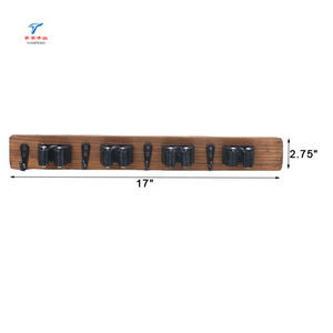 Supporto per scopa in <span class=keywords><strong>legno</strong></span> bruciato rustico per montaggio a parete di fabbrica per Organizer per attrezzi da Garage per cucina da giardino - Product Image 4