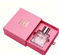 Boîte à parfum carrée rigide de luxe 50 ml en papier kraft brun avec poignée, emballage cadeau cosmétique jetable recyclé à tiroir pour échantillons