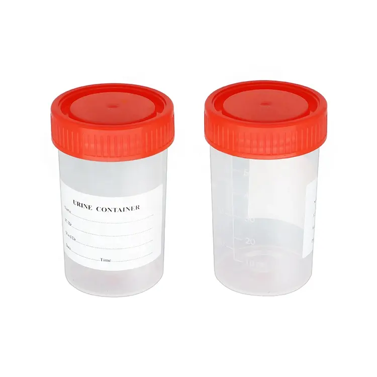 Leak-resistant clear 60ml urine specimen container non sterile with molded graduation