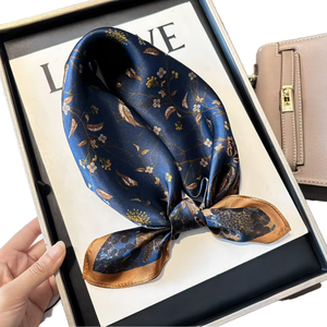 Women's Summer Geometric Retro Style Square Silk Scarf 68*68cm Neck Protection French Headband Adult Striped Animal Leaf - Product Image 1