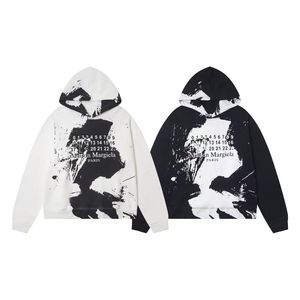 Nouvelle veste pull à capuche MM6 tendance, ample, élégante, décontractée, imprimée encre éclaboussée et graffiti - Product Image 1