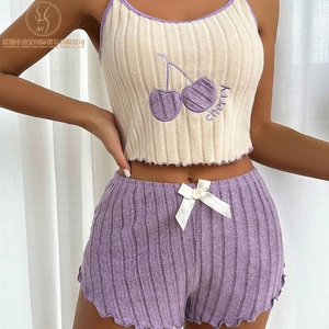 <span class=keywords><strong>Pigiama</strong></span> Estivo da <span class=keywords><strong>Donna</strong></span> in 2 Pezzi con Ciliegie, Camicia da Notte Traspirante e Completo Notte - Product Image 2