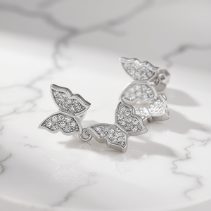 Pendientes de mariposa en oro rosa con cristales de imitación y microincrustaciones, joyería de moda para mujer, diseño romántico - Product Image 2