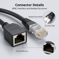 Connecteur d'extension RJ45 8P8C mâle-femelle, adaptateur réseau, câble court personnalisé, communication de données, connecteur modulaire RJ45