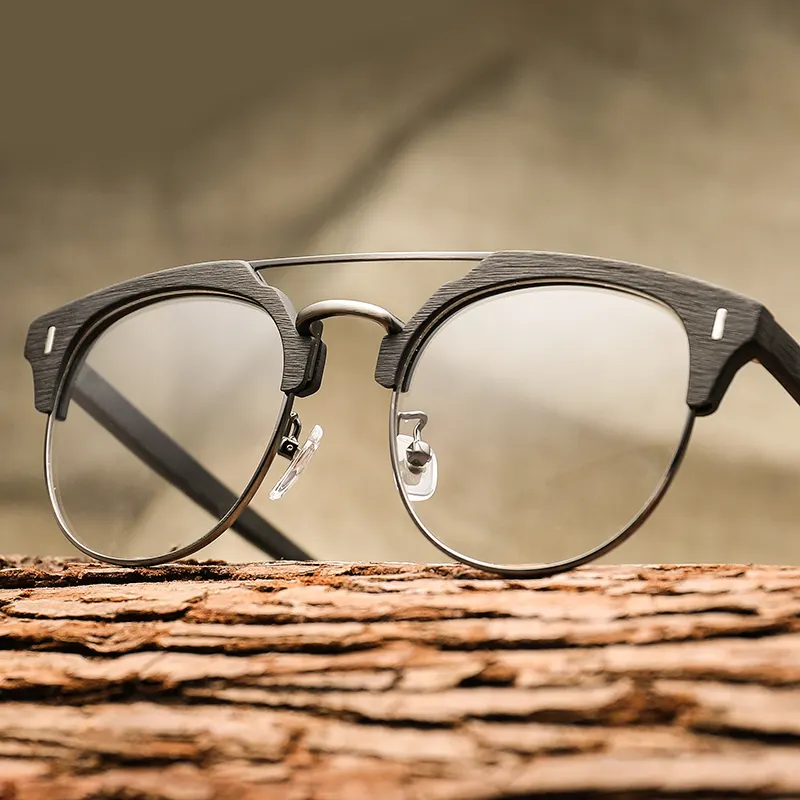 Oversize Optical Eye Glasses Frame Vintage Wood Glasses Men Women Transparent Lens Acetate Eyewear Eyeglasses