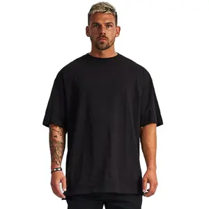 Commercio all'ingrosso nuovo design di qualità di lusso 100% cotone vestibilità ampia piccola spalla scesa marca t-shirt da uomo in bianco oversize