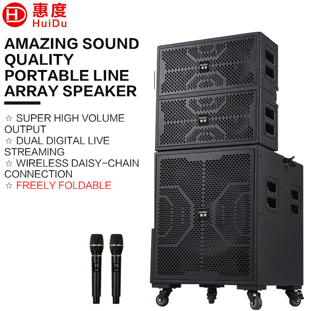 CR-151 4 Way Foldable Line Array Speaker 15 Inch Bass Wireless Mic Bluetooth Active PA System for Square Live Show