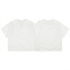 เสื้อยืดผู้ชายทรงโอเวอร์ไซส์ ผ้าถัก ระบายอากาศดี สีพื้น แขนสั้น คอกลม สไตล์ลำลอง สตรีทแวร์ - Product Image 1