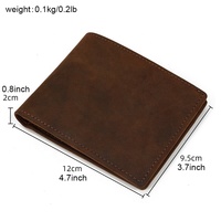 Ritsleting Ramping Dompet Koin Mewah Vintage Crazy Horse Trifold Dompet Kulit Pria dengan Jendela Kartu ID