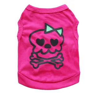 Cute Pink Skull Print Dog T Shirt Pet Tee
