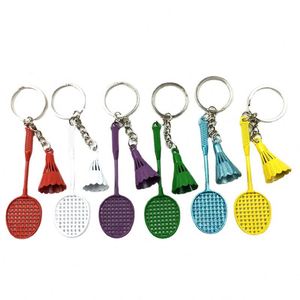 Colorful Badminton Racket Keychain Cute <b>Mini</b> Sports Keyring for Women Men Metal Car Key Chains <b>Backpack</b> Pendant Novelty Gifts - Product Image 1