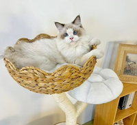Grande structure d'escalade pour chat en feuilles de bananier naturelles tressées à la main, griffoir, maison pour chat, arbre à chat, plateforme de saut pour chat, jouet pour chat
