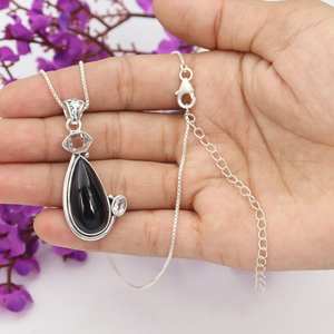 สร้อยคออัญมณีสไตล์โบฮีเมียนสำหรับสตรีจี้อัญมณี925เงินสเตอร์ลิงพร้อมของขวัญติดเพชร - Product Image 6