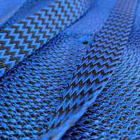 Sangle de laisse pour animaux de compagnie en gros avec bandes de tissu à rayures ondulées, imitation nylon, tissage jacquard, tresse de style W