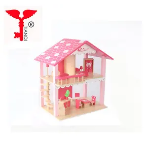 Geburtstags geschenk Holz Kinderspiel zeug Puppenhaus Pink Simulierte Villa House Girls Live Home