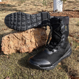 Bottes tactiques pour hommes en cuir et textile, semelle en caoutchouc, pour la randonnée, la <span class=keywords><strong>chasse</strong></span>, l'escalade, le tir, les voyages, les activités de plein air - Product Image 4