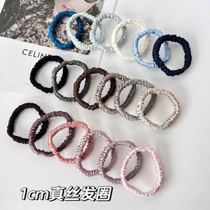 All'ingrosso di lusso 100% 6A di seta di gelso elastici per capelli Scrunchy 22 Momme di seta lucida 1cm per capelli elastici per ragazze - Product Image 4