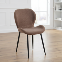 Chaise de salle à manger confortable, moderne, empilable, imperméable, à dossier haut, avec revêtement en velours Teddy pour la maison, l'appartement, l'hôtel, le restaurant